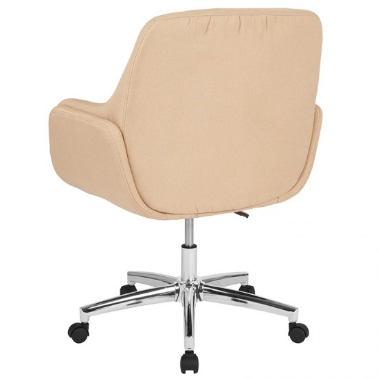 Rochelle Home and Office Upholstered Mid-Back Chair in Beige Fabric