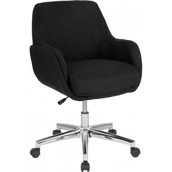 Rochelle Home and Office Upholstered Mid-Back Chair in Black Fabric