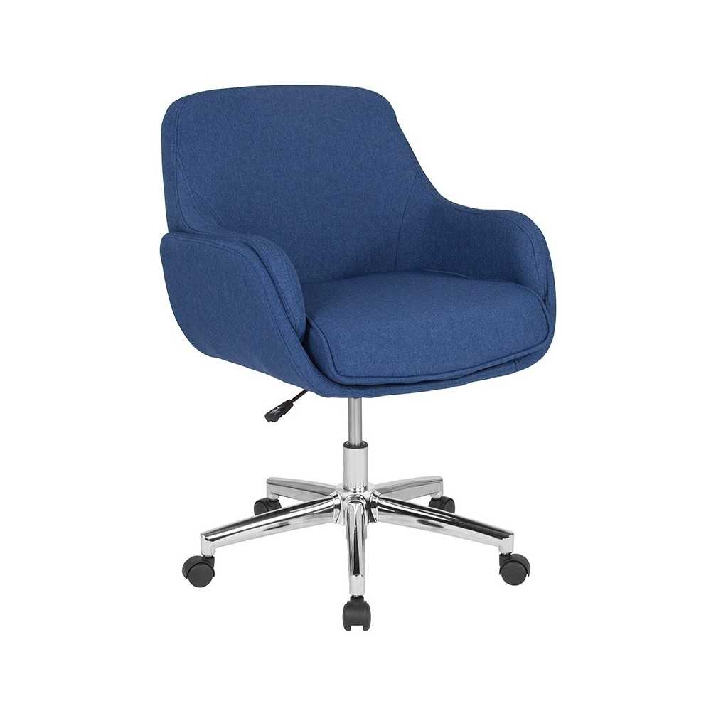 Rochelle Home and Office Upholstered Mid-Back Chair in Blue Fabric Rochelle Home and Office Upholstered Mid-Back Chair in Blue Fabric