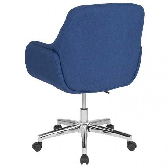 Rochelle Home and Office Upholstered Mid-Back Chair in Blue Fabric