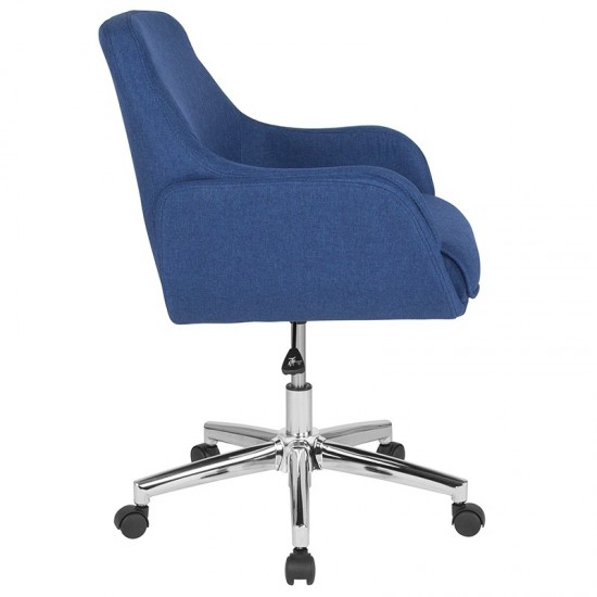 Rochelle Home and Office Upholstered Mid-Back Chair in Blue Fabric