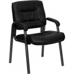 Black LeatherSoft Executive Side Reception Chair with Titanium Gray Powder Coated Frame