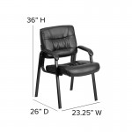 Black LeatherSoft Executive Side Reception Chair with Titanium Gray Powder Coated Frame