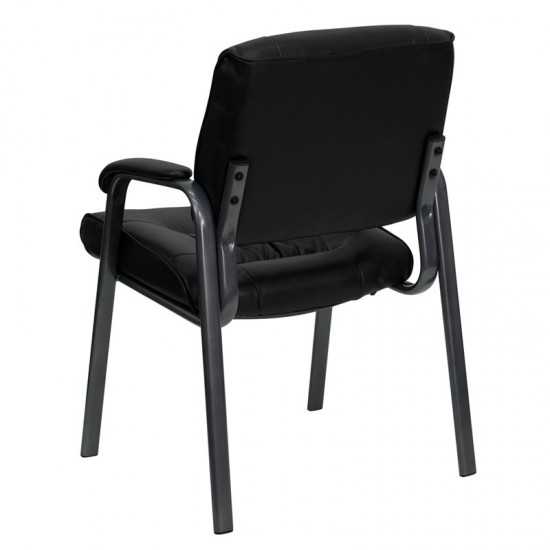 Black LeatherSoft Executive Side Reception Chair with Titanium Gray Powder Coated Frame