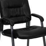 Black LeatherSoft Executive Side Reception Chair with Titanium Gray Powder Coated Frame