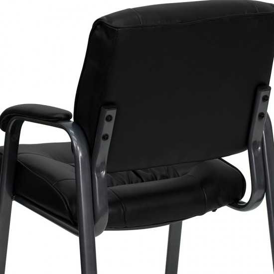 Black LeatherSoft Executive Side Reception Chair with Titanium Gray Powder Coated Frame