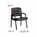 Brown LeatherSoft Executive Side Reception Chair with Black Metal Frame