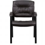 Brown LeatherSoft Executive Side Reception Chair with Black Metal Frame