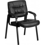 Black LeatherSoft Executive Side Reception Chair with Black Metal Frame