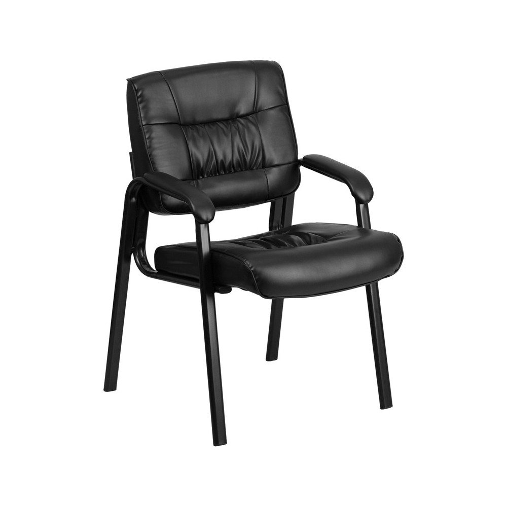 Black LeatherSoft Executive Side Reception Chair with Black Metal Frame