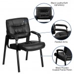 Black LeatherSoft Executive Side Reception Chair with Black Metal Frame