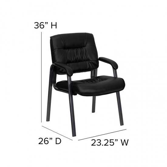 Black LeatherSoft Executive Side Reception Chair with Black Metal Frame