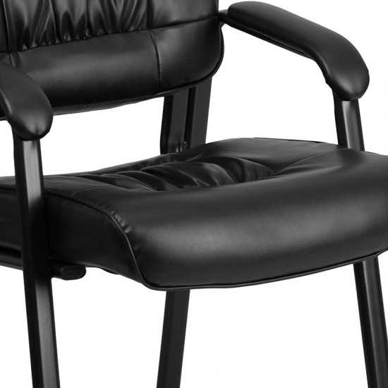 Black LeatherSoft Executive Side Reception Chair with Black Metal Frame