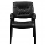 Black LeatherSoft Executive Side Reception Chair with Black Metal Frame