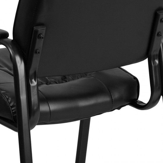 Black LeatherSoft Executive Side Reception Chair with Black Metal Frame