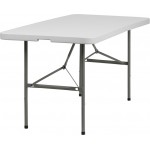 5-Foot Bi-Fold Granite White Plastic Folding Table