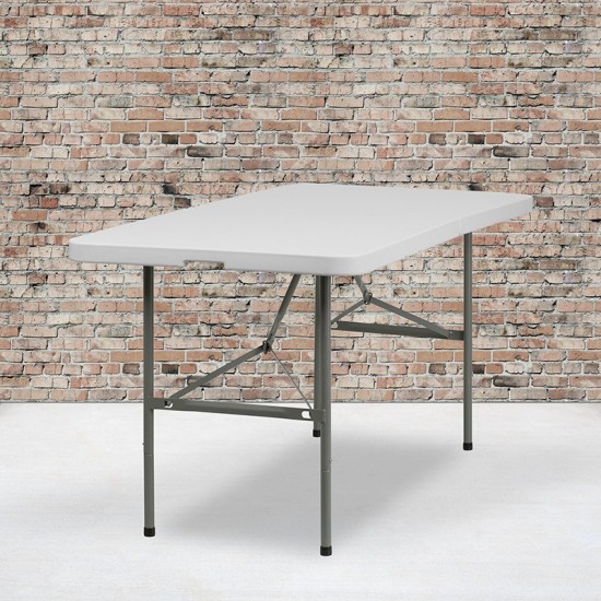 5-Foot Bi-Fold Granite White Plastic Folding Table