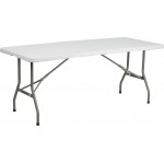 6-Foot Bi-Fold Granite White Plastic Folding Table