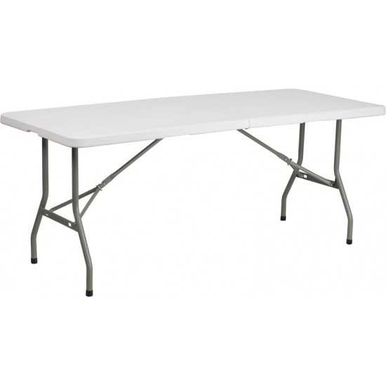 6-Foot Bi-Fold Granite White Plastic Folding Table