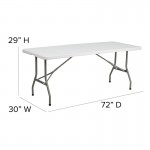 6-Foot Bi-Fold Granite White Plastic Folding Table