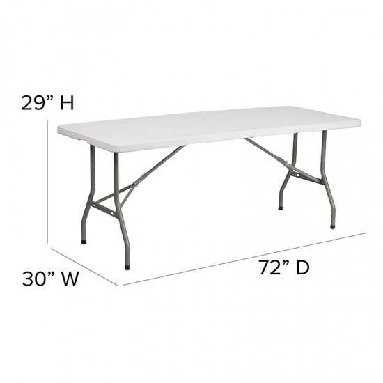 6-Foot Bi-Fold Granite White Plastic Folding Table