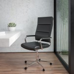 High Back Black LeatherSoft Contemporary Panel Executive Swivel Office Chair