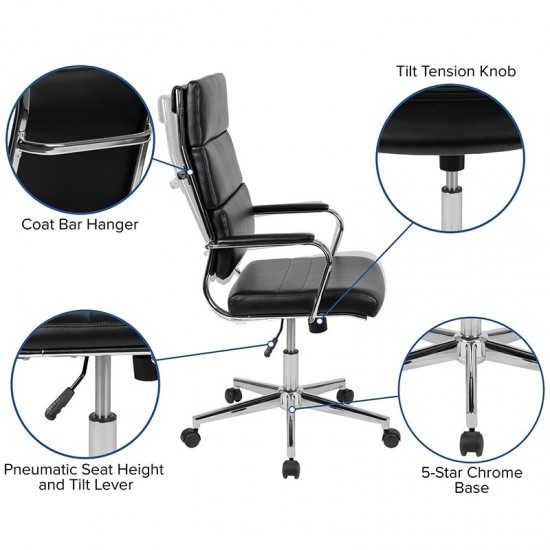 High Back Black LeatherSoft Contemporary Panel Executive Swivel Office Chair