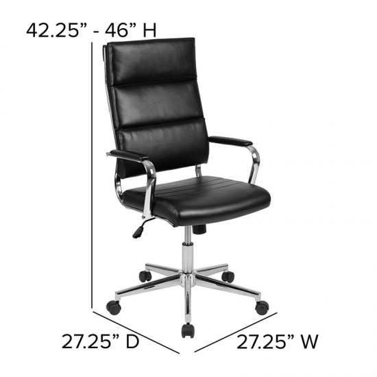 High Back Black LeatherSoft Contemporary Panel Executive Swivel Office Chair