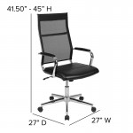 High Back Black Mesh Contemporary Executive Swivel Office Chair with LeatherSoft Seat