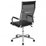 High Back Black Mesh Contemporary Executive Swivel Office Chair with LeatherSoft Seat