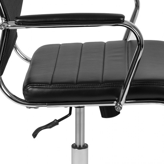 High Back Black Mesh Contemporary Executive Swivel Office Chair with LeatherSoft Seat