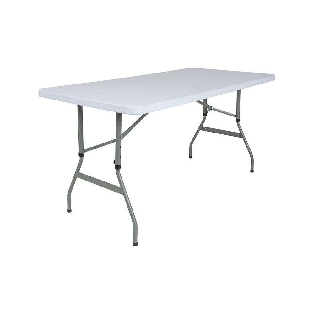 4.93-Foot Height Adjustable Granite White Plastic Folding Table