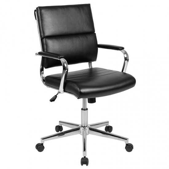 Mid-Back Black LeatherSoft Contemporary Panel Executive Swivel Office Chair