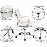 Mid-Back White LeatherSoft Contemporary Panel Executive Swivel Office Chair