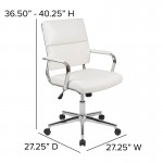 Mid-Back White LeatherSoft Contemporary Panel Executive Swivel Office Chair