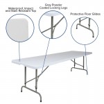 8-Foot Height Adjustable Granite White Plastic Folding Table
