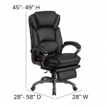 High Back Black LeatherSoft Executive Reclining Ergonomic Swivel Office Chair with Outer Lumbar Cushion and Arms