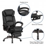 High Back Black LeatherSoft Executive Reclining Ergonomic Swivel Office Chair with Outer Lumbar Cushion and Arms