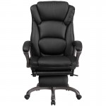 High Back Black LeatherSoft Executive Reclining Ergonomic Swivel Office Chair with Outer Lumbar Cushion and Arms