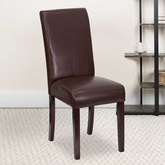 Dark Brown LeatherSoft Parsons Chair