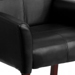 Black LeatherSoft Executive Side Reception Chair with Mahogany Legs