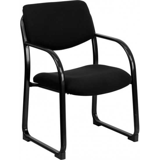 Black Fabric Executive Side Reception Chair with Sled Base