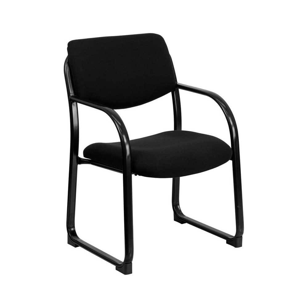 Black Fabric Executive Side Reception Chair with Sled Base