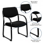 Black Fabric Executive Side Reception Chair with Sled Base