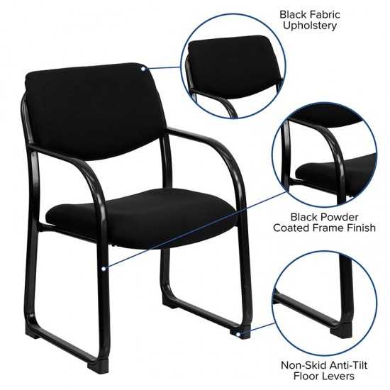 Black Fabric Executive Side Reception Chair with Sled Base