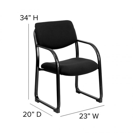 Black Fabric Executive Side Reception Chair with Sled Base
