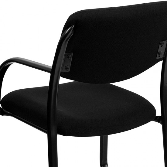 Black Fabric Executive Side Reception Chair with Sled Base