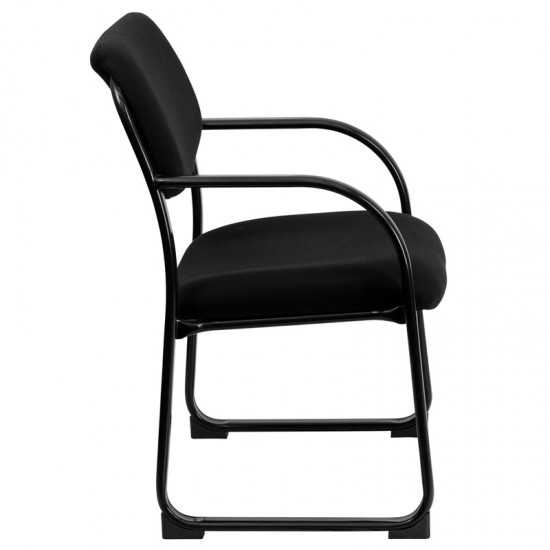 Black Fabric Executive Side Reception Chair with Sled Base