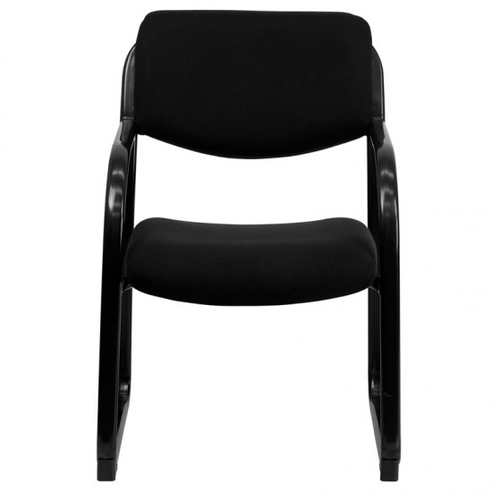 Black Fabric Executive Side Reception Chair with Sled Base