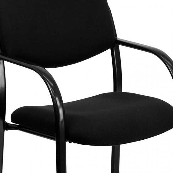 Black Fabric Executive Side Reception Chair with Sled Base
